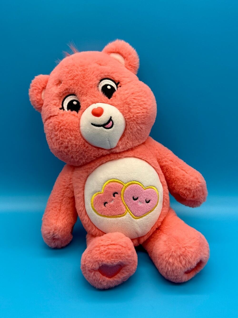 Care Bears Always There Bear Coral Pink Plush Basic Fun Smiling Hearts